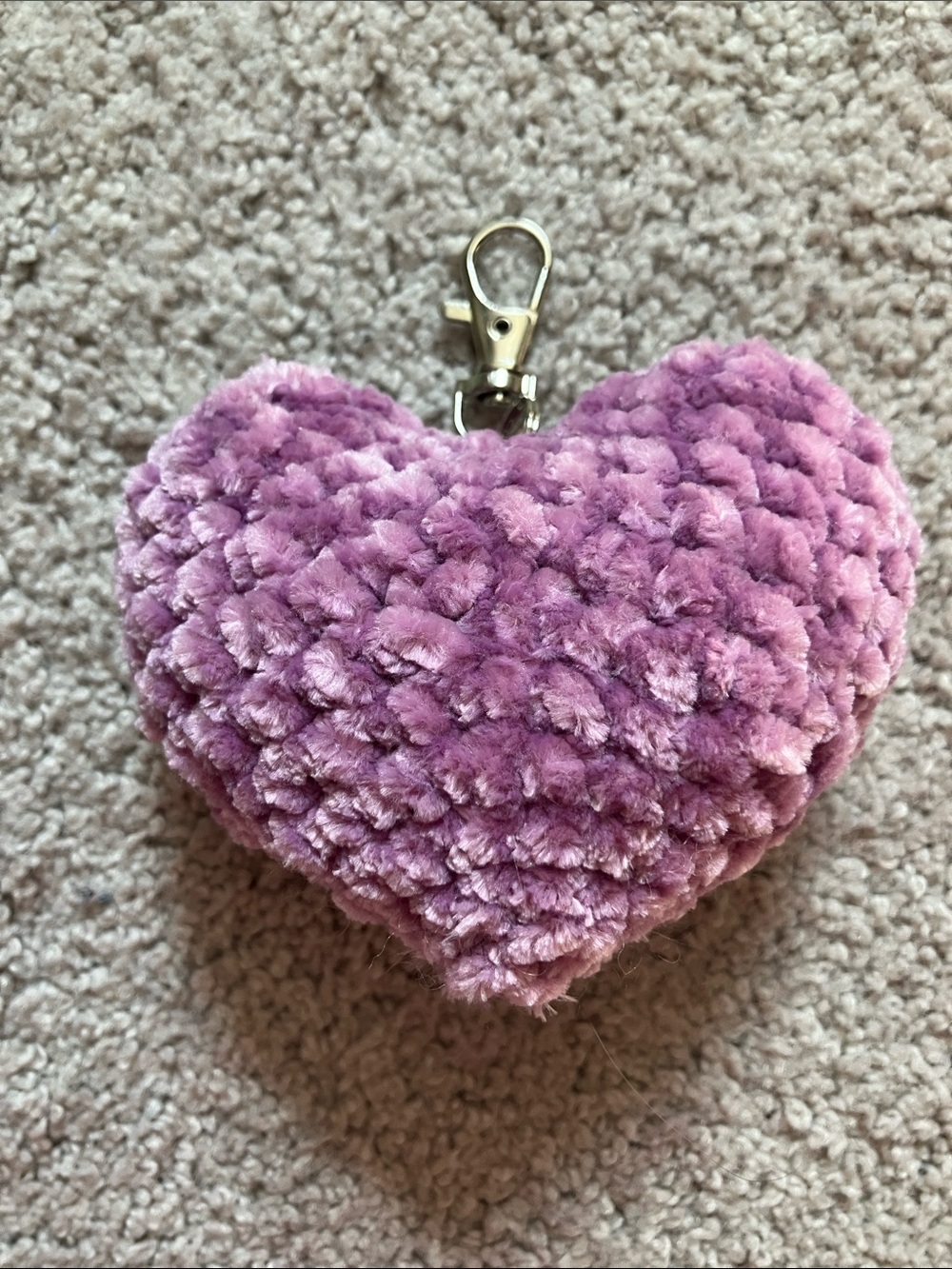 Crochet Heart Keychain Purple